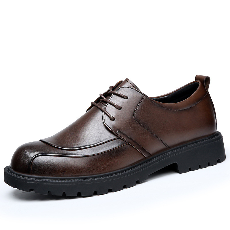 皮鞋男士春季透气增高英伦风休闲商务正装黑色高级感结婚新郎鞋潮