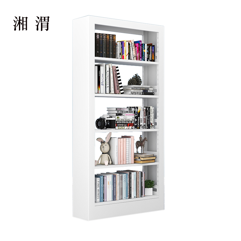 湘渭图书馆书架阅览室货架资料档案架钢制书架单面五层主架高清大图