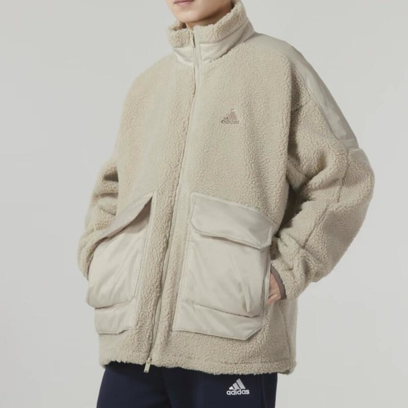 adidas/阿迪达斯情侣款 仿羊羔绒保暖运动休闲夹克外套IK7342 CIJ高清大图