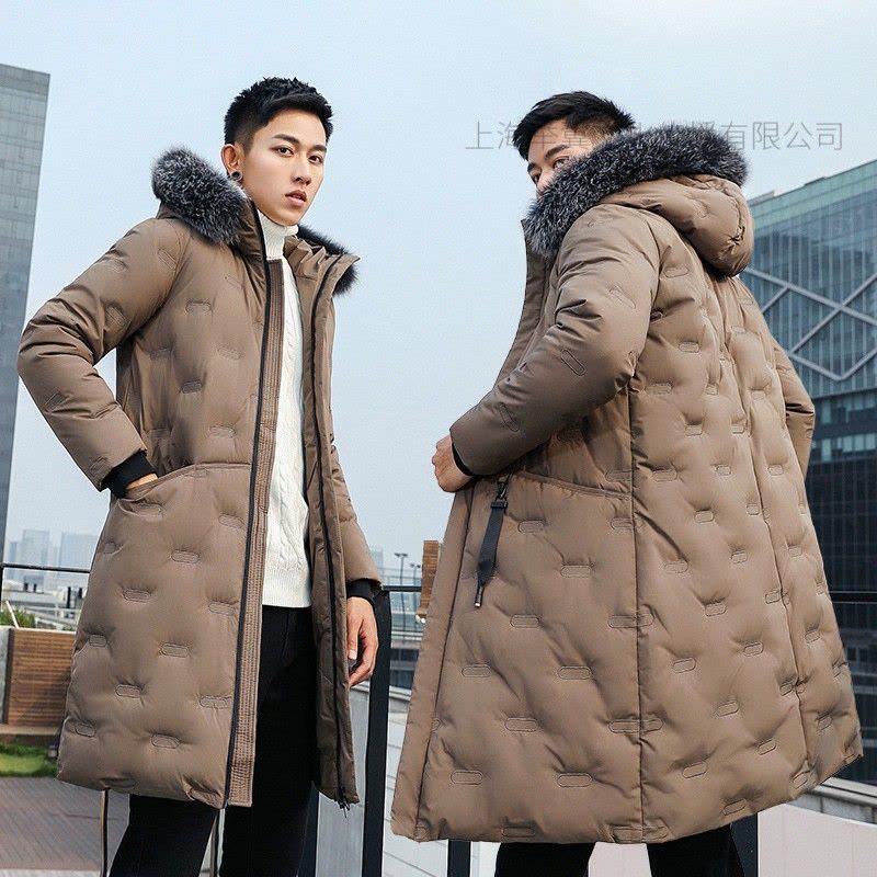 JPDUN吉普盾新款棉衣男韩版加厚中长款修身假毛领潮流外套男装图片