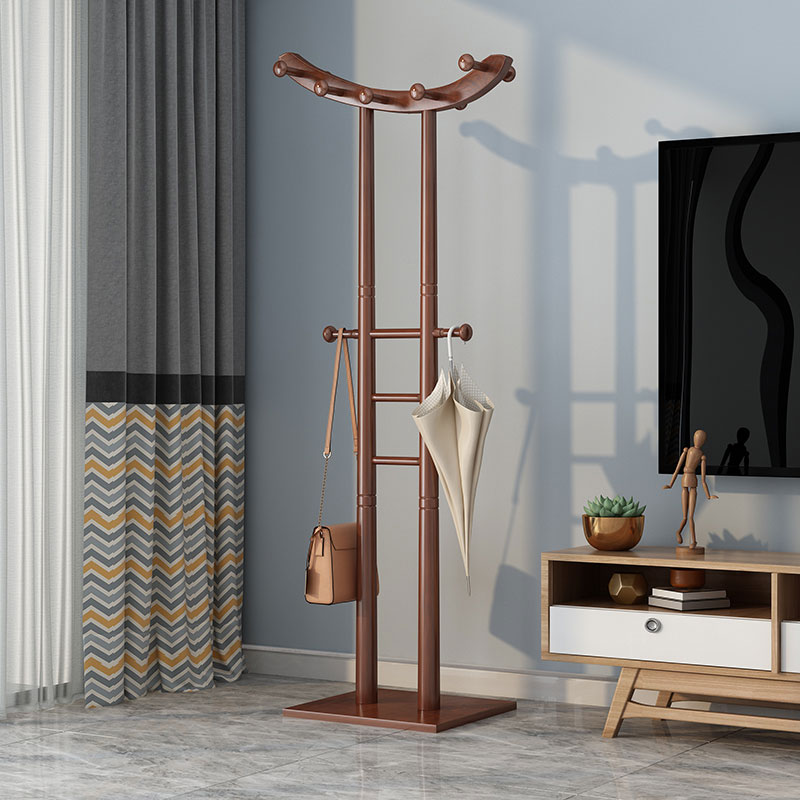 臻远ZY-YMJ-02落地衣帽架家用卧式挂衣架胡桃色高清大图