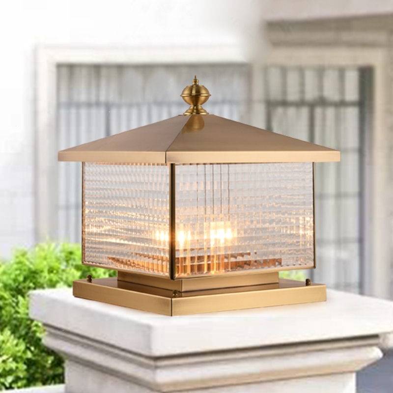 户外铜柱头灯花园庭院围墙别墅门柱灯符象室外方形大门口柱子