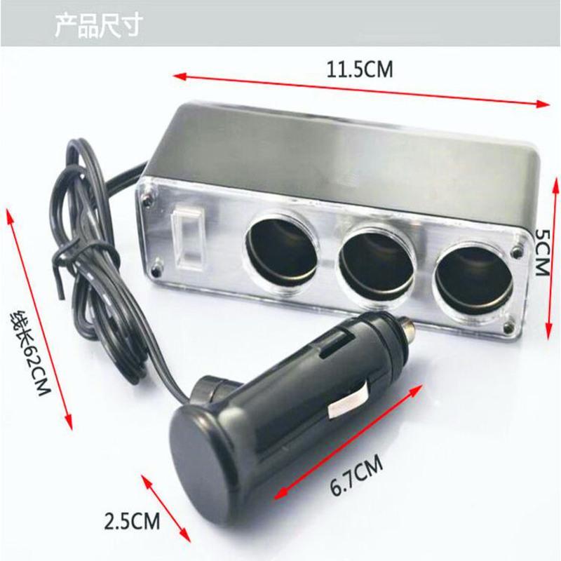 汽车点烟器一拖三带usb 车载充电器一分三 电源转换器 车用插座头 黑色