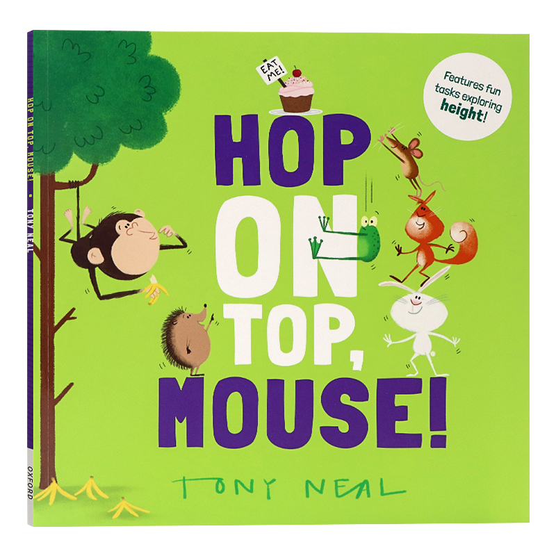 [正版]数学主题概念绘本 牛津精品认知绘本 老鼠 跳上去 英文原版绘本 Hop on Top Mouse平装大开 低幼高清大图