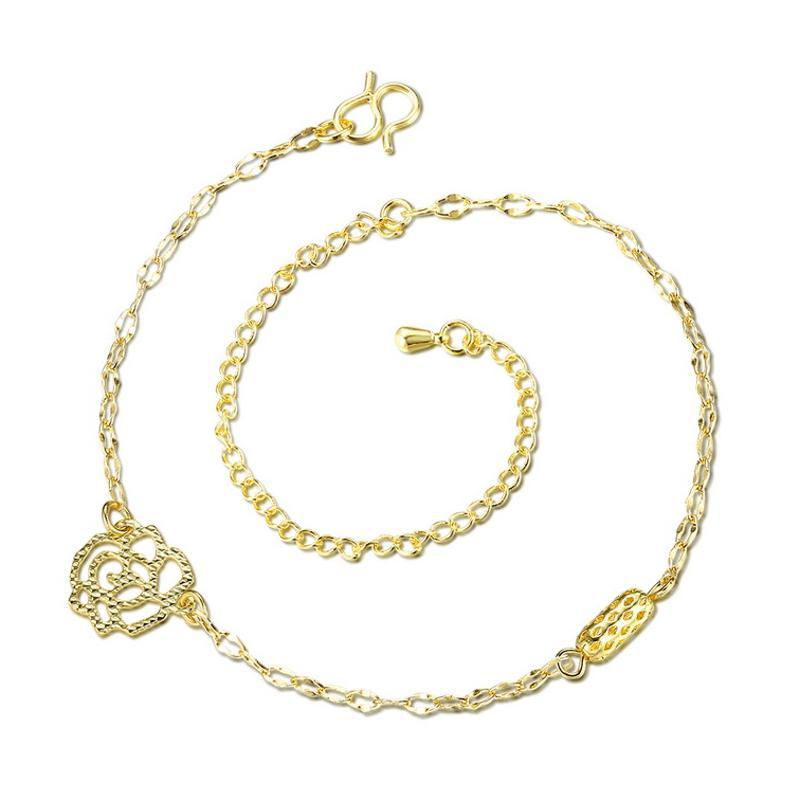 A054-A Women 18K yellow gold anklet jewelry 镀黄金色女脚链潮