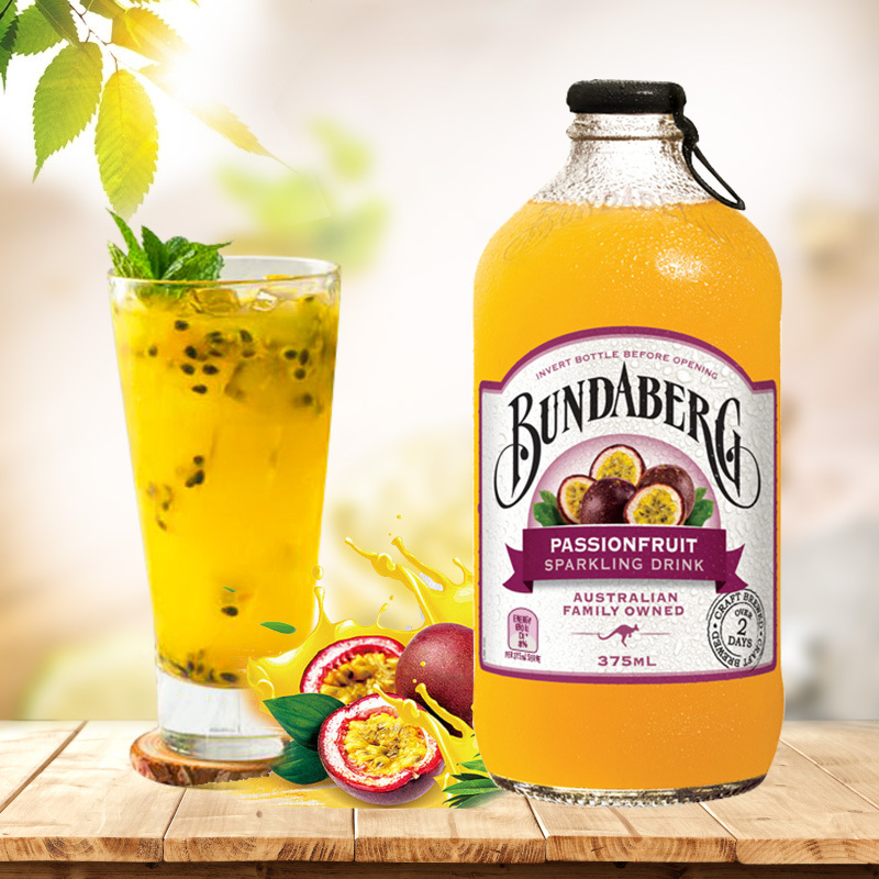 澳州原装进口 宾得宝(Bundaberg) 含气百香果汁饮料 375ml*4瓶