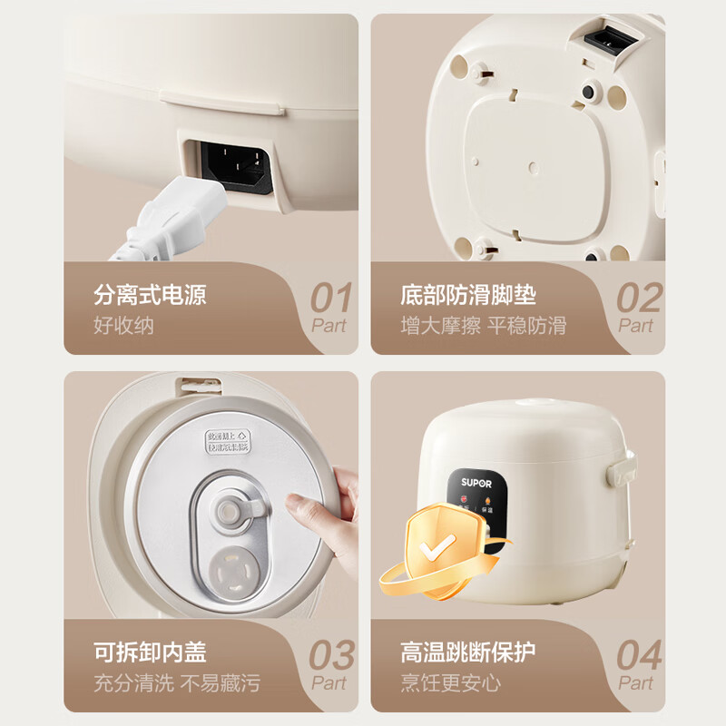 苏泊尔(SUPOR)小电饭煲1-2人用1.6升不粘锅内胆快煮饭煮小米粥蒸饭宿舍智能多功能小型迷你微压电饭锅F16R71高清大图