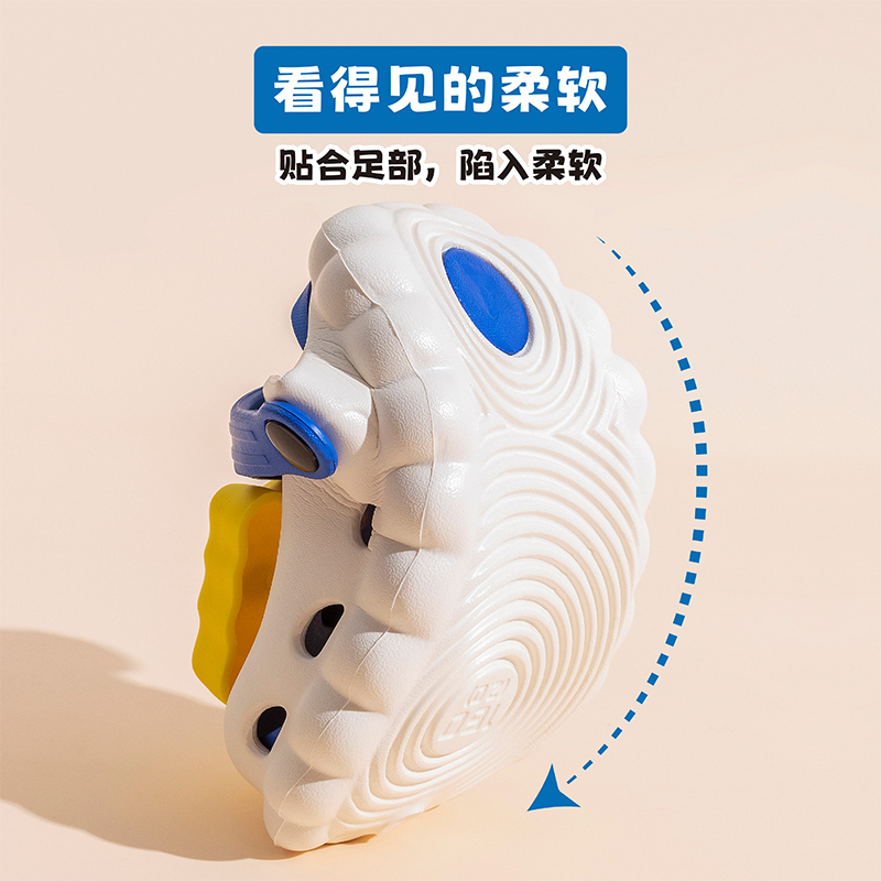 海绵宝宝夏季新款儿童洞洞鞋男童软底防滑凉拖鞋女孩卡通可爱凉鞋高清大图