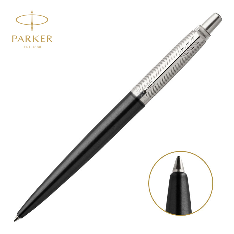 派克PARKER 签字笔 乔特塔灰斜纹白夹凝胶水笔 中性笔 学生办公日常书写按动式原子笔0.55mm笔芯
