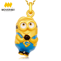 《神偷奶爸》正版授权 Mover魔吻 小黄人多彩系列戴夫硬金黄金吊坠饰品