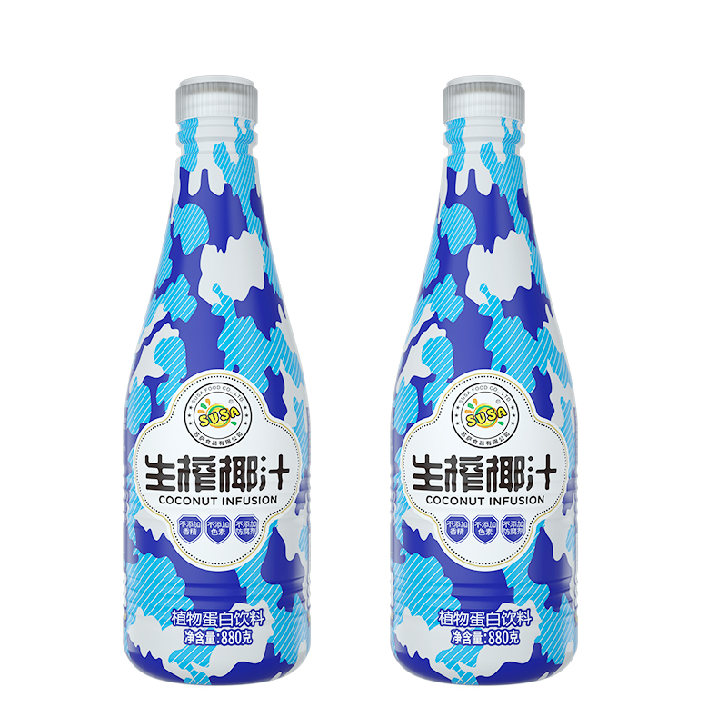 苏萨SUSA 特种兵生榨椰子汁植物蛋白饮料 880g*2瓶 体验装