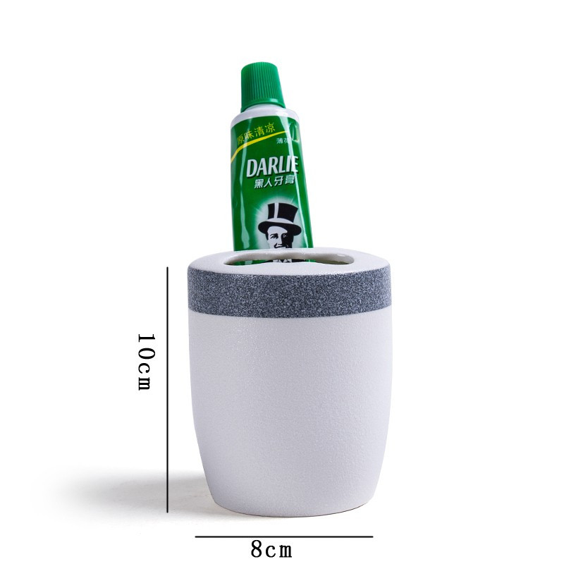 创意男女陶瓷漱口杯 情侣家用牙杯子套装 简约牙刷杯子一对刷牙杯 三维工匠 矮13杯+矮14杯+长瓷盘灰+牙刷架灰洗漱杯