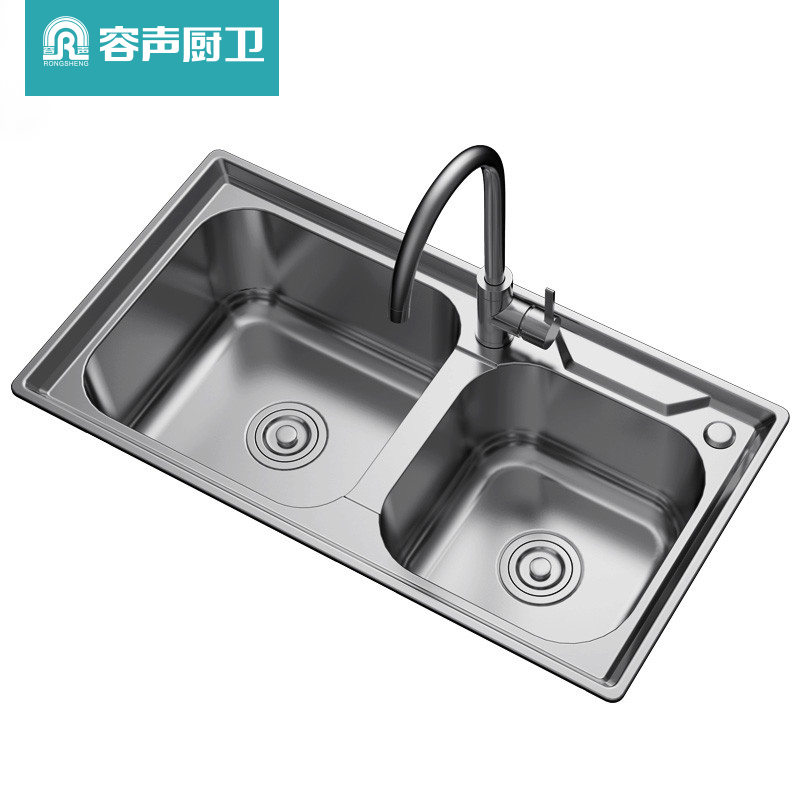 容声(Ronshen)304不锈钢水槽双槽厨房洗菜盆 RS221S(不含龙头)