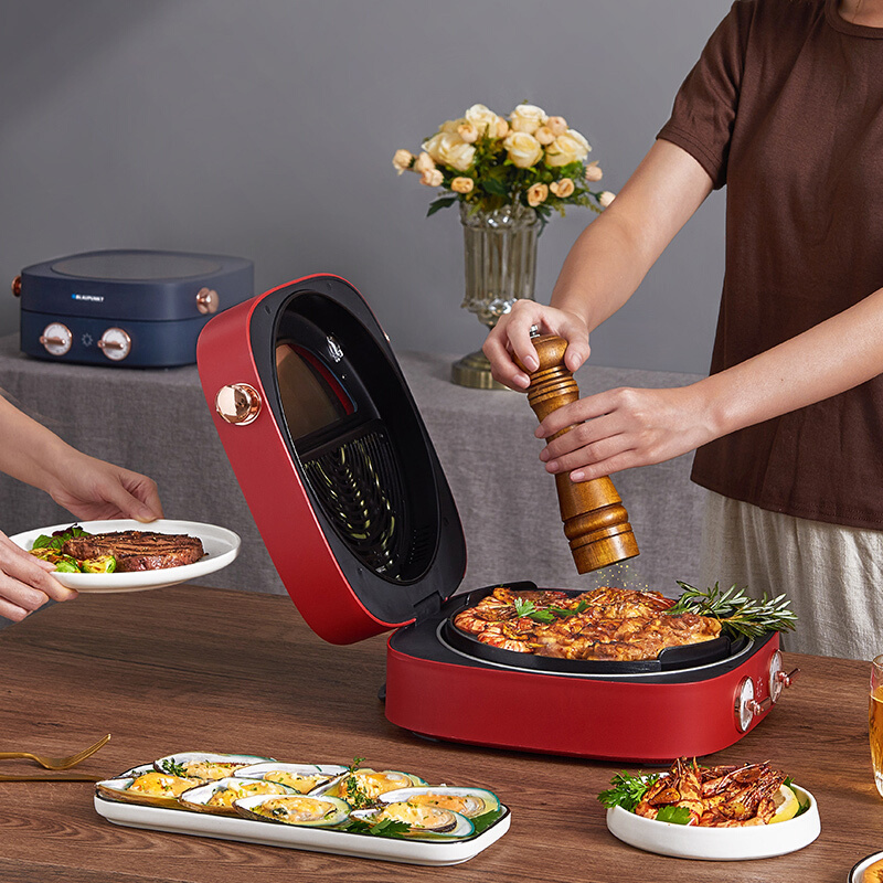 德国蓝宝(Blaupunkt)旋转煎烤机 多功能电饼铛档加深家用 双面加热可拆洗披萨机 煎饼锅烙饼锅薄饼机