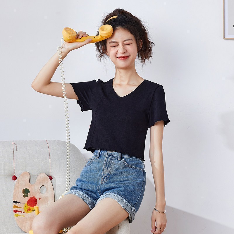 3件85折254元唐狮夏季新款半袖上衣女装韩版宽松百搭休闲潮条纹衣服