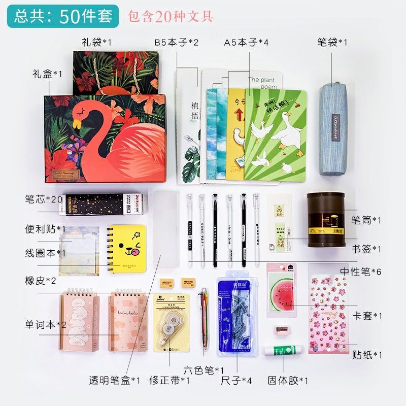 文具套装小学生学习用具礼盒开学大礼包初中生中学生学习文具福袋 文具套装款男礼盒装