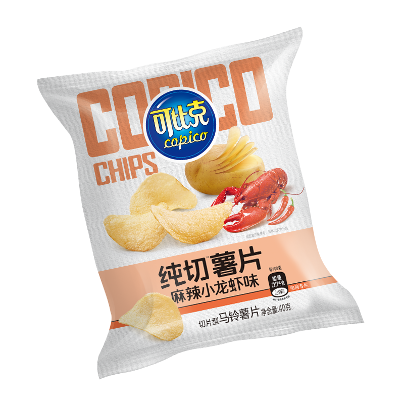 可比克 膨化食品 纯切薯片40g(麻辣小龙虾味)高清大图