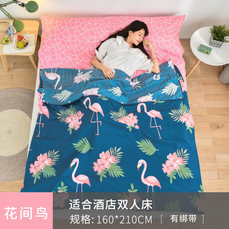 隔脏睡袋单双人住酒店宾馆旅行床单出差被套便携式非纯棉 默认尺寸 花间鸟160