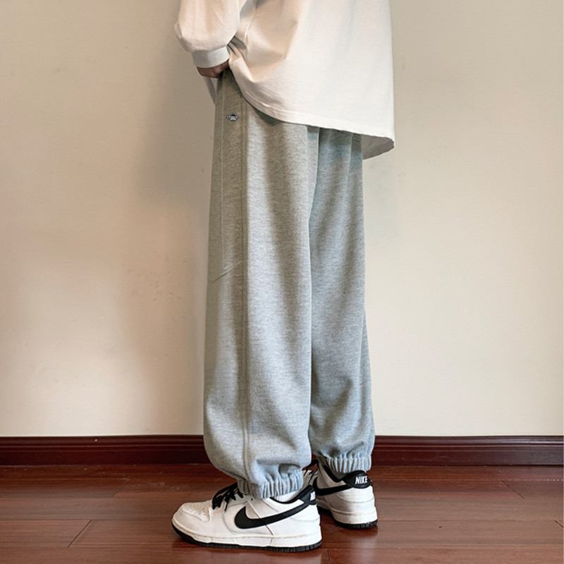 [1.5折价64元]唐狮休闲裤长裤男男针织侧边小标休闲束脚休闲长裤男休闲裤男裤