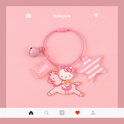 hellokitty可爱卡通钥匙扣凯蒂钥匙圈书包挂件ins女车钥匙链挂饰骑马