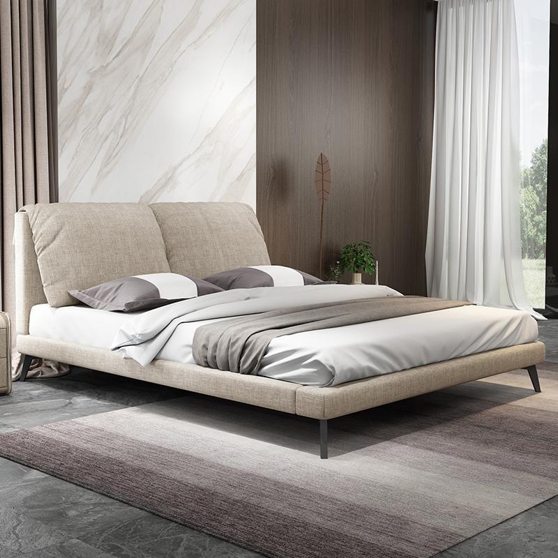 北欧气动储物布床卧室小户型可拆洗双人床榻榻米布艺床主卧 单床+乳胶床垫1800mm*2000mm组装式箱体床