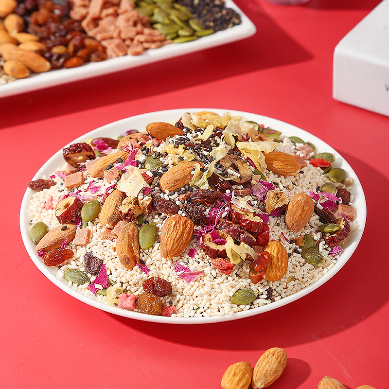 美粥玫瑰红枣坚果藕粉羹500g/罐 玫瑰藕粉速溶藕粉早餐冲饮高清大图