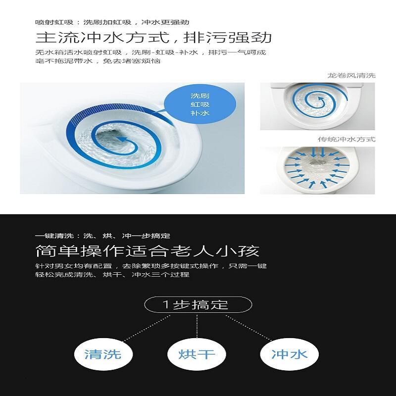 MP3018电动智能马桶一体式全自动翻盖家用无水箱坐便器孔距400雷达感应自动翻盖(3018B)305mm壹德壹高清大图
