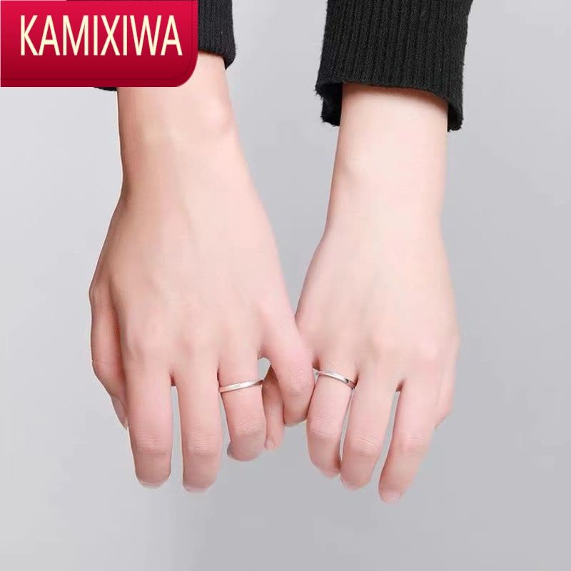 KAMIXIWA情侣戒指小众设计气质百搭简约ins潮对戒男女食指开口一对戒图片