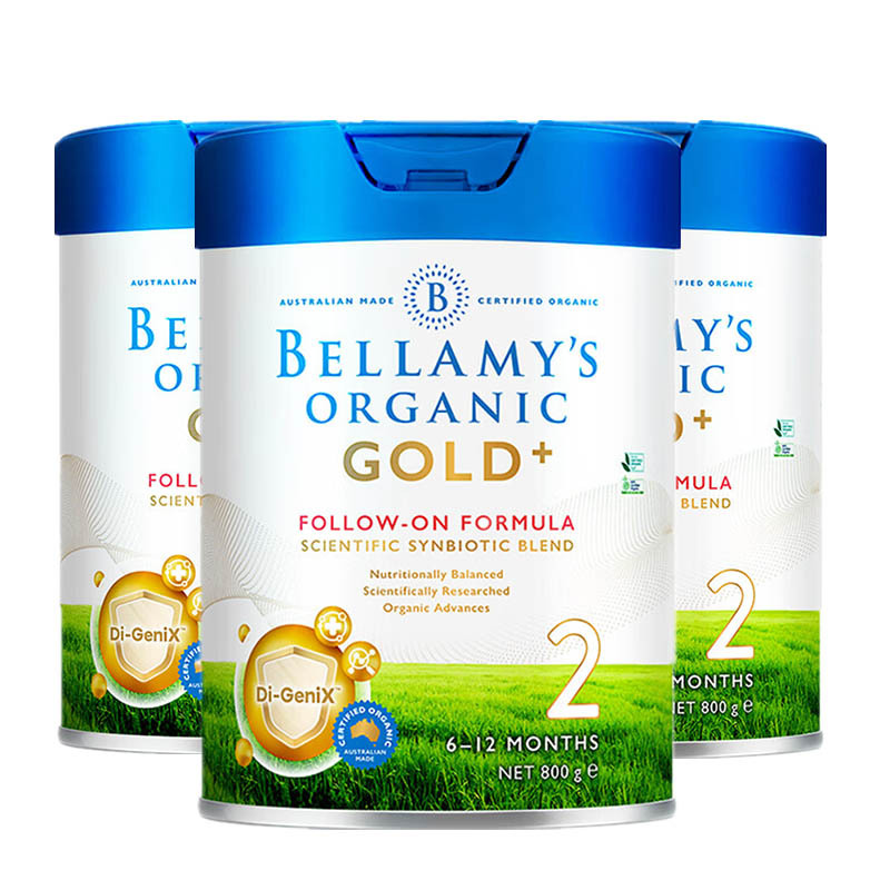 [有效期至24年8月]贝拉米(Bellamy)GOLD金装版有机较大婴儿配方奶粉2段(6-12月) 800克/罐