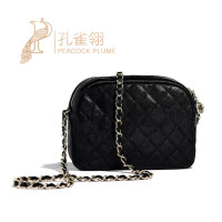 CHANEL香奈儿孔雀翎新款纹理皮革金属装饰拉链开合单肩包女包 AS0006 Y84078 94305