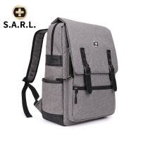 S.A.R.L瑞士双肩电脑包14.1英寸 简约防泼水旅行休闲双肩包 男女通用SW-58007 黑色