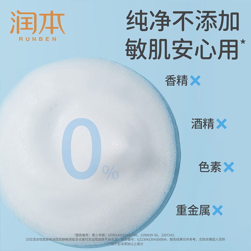 润本(RUNBEN)儿童洁面泡泡200ml 男孩女孩学生泡沫洗面奶 温和保湿不伤身 多用途可卸防晒高清大图