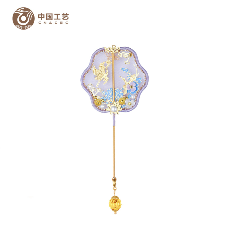 中国工艺 善意来袭 花丝金扇 黄金礼品 手工团扇 足银摆件 手把件