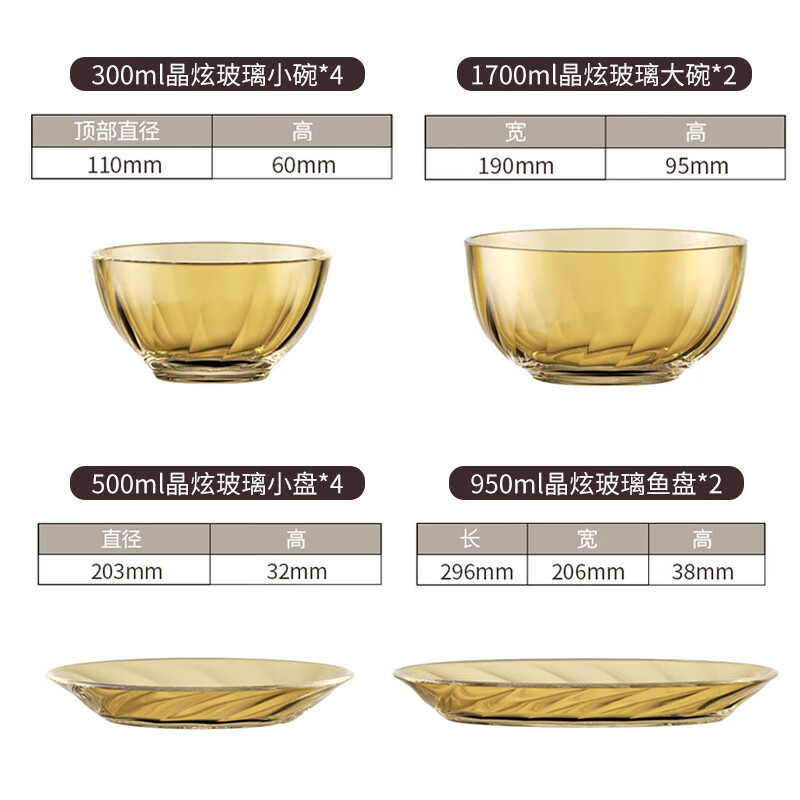 康宁玻璃餐具-VISIONS 晶炫系列餐具套组 2件组 黄盒 2小盘