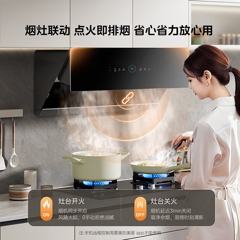美的(Midea)抽吸排油烟机 家用侧吸式 25大风 量变频挥手 自动清洁 超薄近吸烟机 排油烟机JA5高清大图