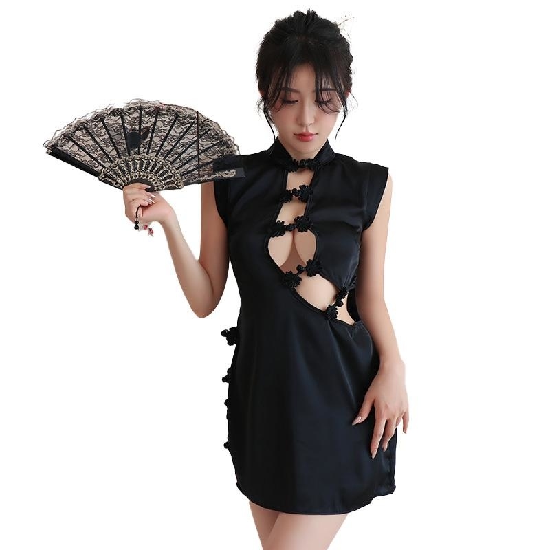 长夜漫漫情趣内衣性感镂空复古旗袍连衣裙纯欲风制服诱惑套装1812bolS高清大图