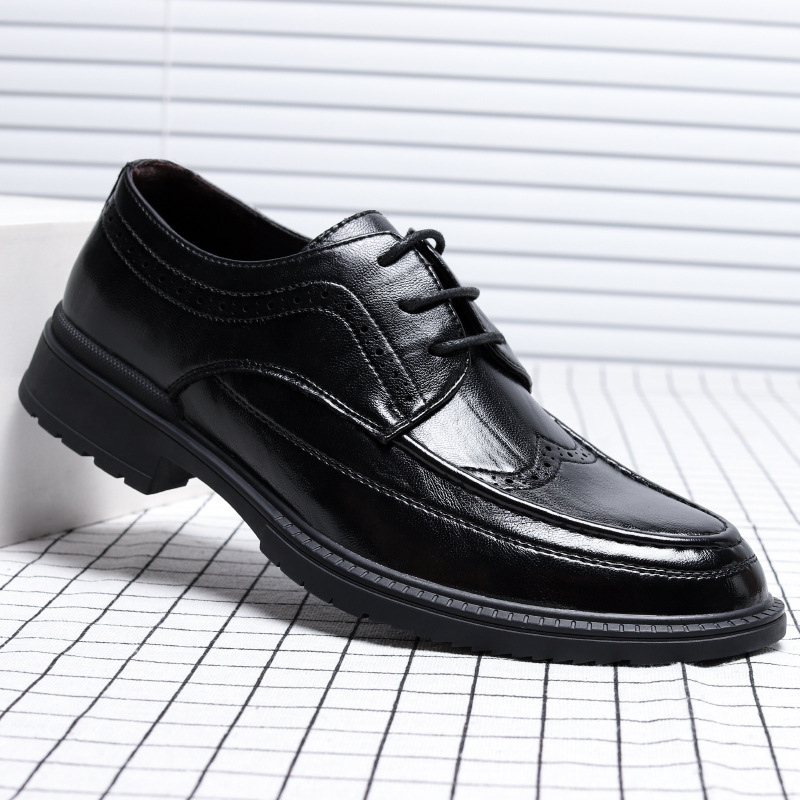 皮鞋男士秋季商务正装牛津男鞋透气潮流韩版英伦布洛克休闲鞋