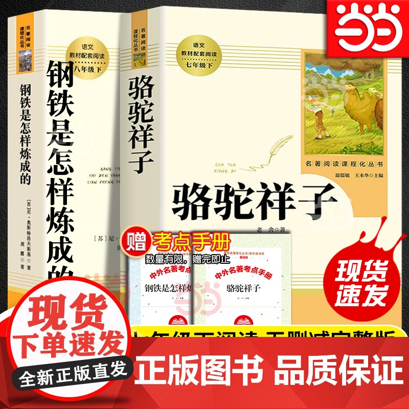 正版原著骆驼祥子钢铁是怎样炼成的全套七年级下册套装人民教育出版社人教版初中初一课外阅读书名著配套书目海底两万里必读高清大图