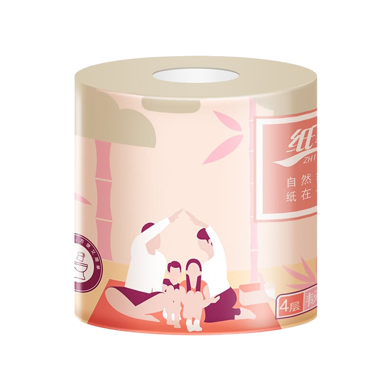 纸萃(ZHICUI)竹浆白色卷纸 厕纸可冲水易降解家用加厚卫生纸卷筒纸 本色12卷高清大图