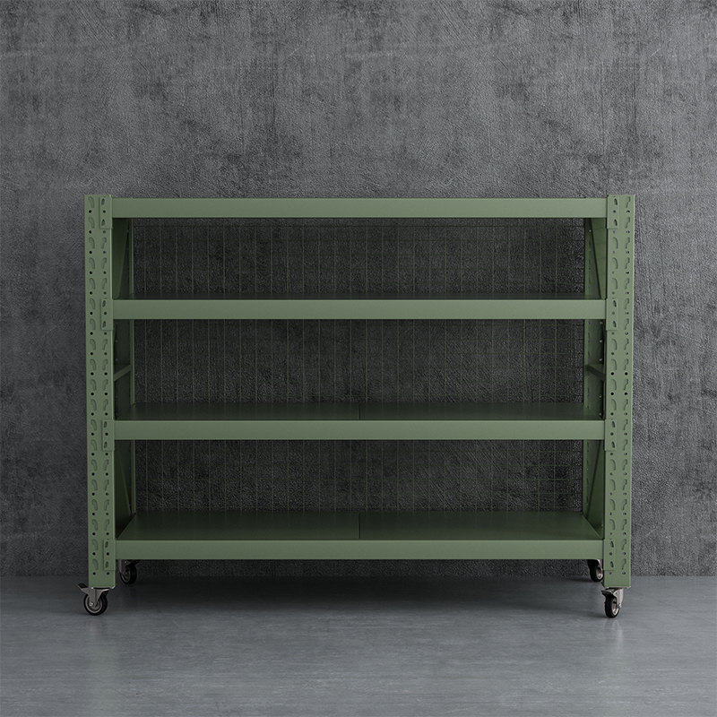 臻远 ZYJJ-HJ-084 可移动货架库房置物架带轮重型货架四层后背带网2000*800*1600mm/300kg高清大图