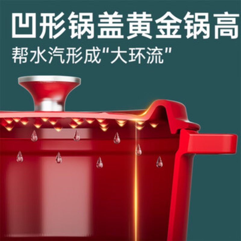 炊大皇珐琅锅铸铁锅家用双耳炖锅汤锅焖烧锅不粘锅电磁炉燃气灶通用煮锅中国红24高清大图