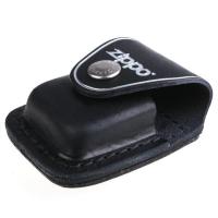 专柜正品 ZIPPO皮套 纯牛皮黑色钢夹 LPCBK