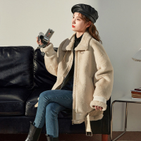 唐狮2022秋冬新款外套女仿兔毛机车服百搭加厚仿皮草短款上衣潮流_740060