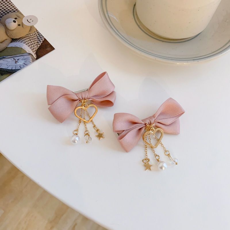 手工饰品红色黑色对夹蝴蝶结 苏星星少女软妹发夹对夹发饰