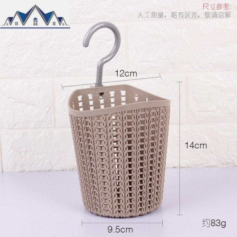 可挂式厨房塑料编织筐收纳篮仿藤编沥水挂篮浴室洗澡置物篮小篮子 三维工匠高清大图