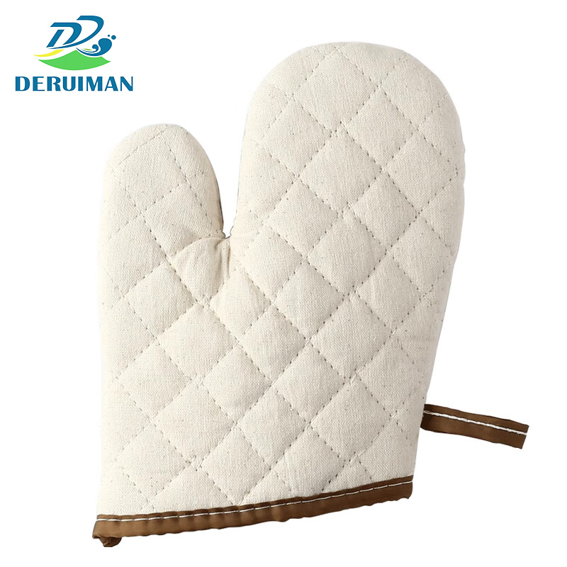 DERUIMAN加厚隔热手套微波炉烤箱防烫烘焙手套米色22cm/双高清大图