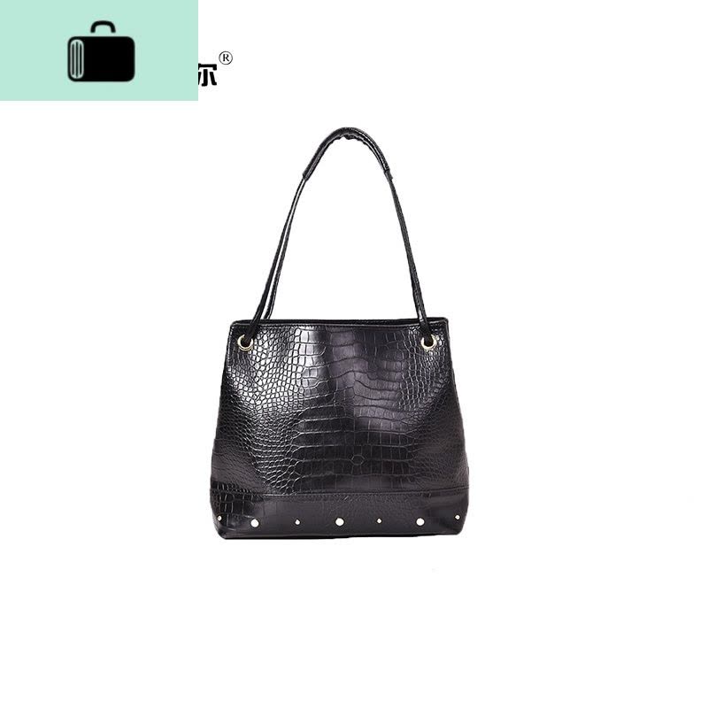 复古港风单肩包大包包女2020新款潮韩版女包质感斜挎包时尚水桶包NEW LAKE女斜挎包图片