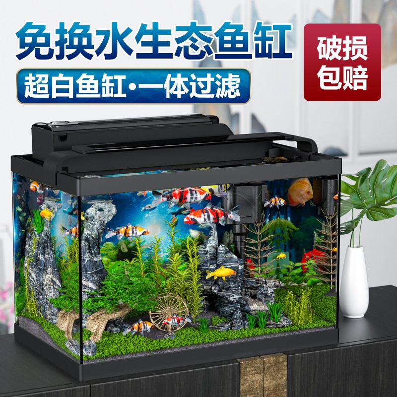 鱼缸超白客厅小型桌面创意热带鱼缸高清玻璃家用免换水生态水族箱高清大图