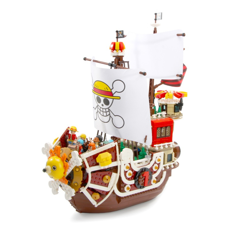 S牌大型阳光号3D2Y/SY6298/6299海贼王万里千阳号船拼装积木玩具 大众T1野餐车