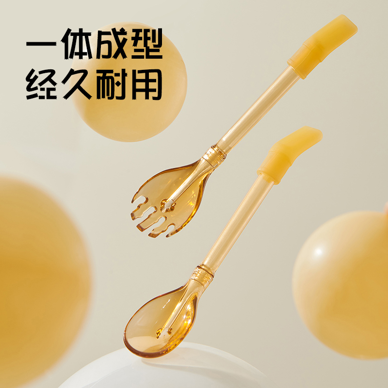 宝宝学吃饭训练叉勺婴儿学习自主进食辅食勺儿童勺子叉子餐具